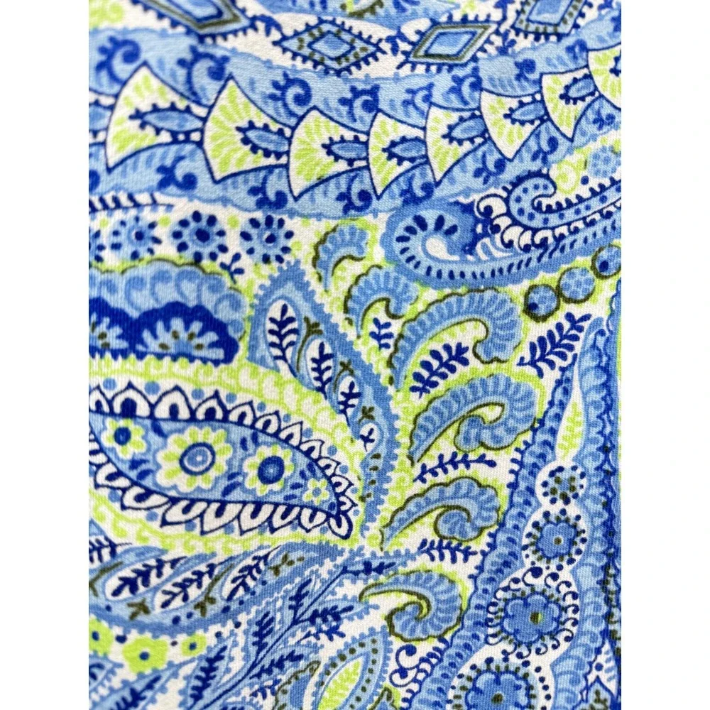 Talbots Blouson Sleeve Crewneck  Sweatshirt Perkey Paisley Large Blue  Pullover